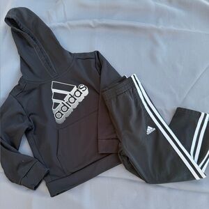 adidas Black Hoodie and Track Pants with White Logos